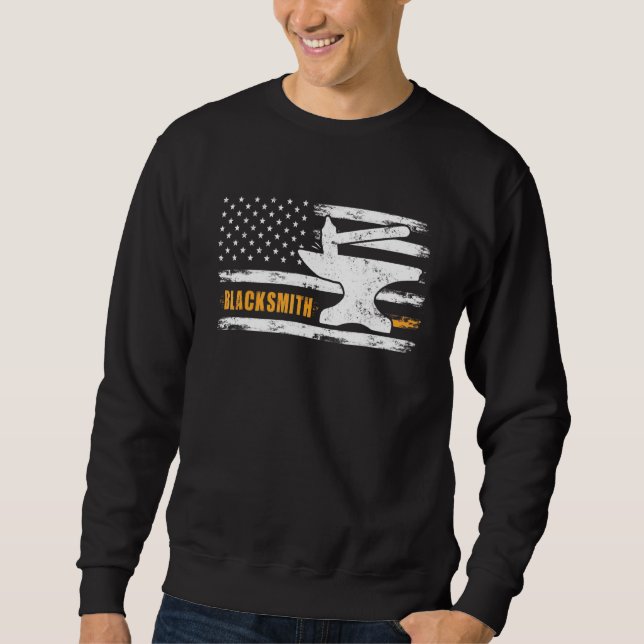 Blacksmith Hammer Anvil Flag Knife Maker Stahl Pre Sweatshirt (Vorderseite)