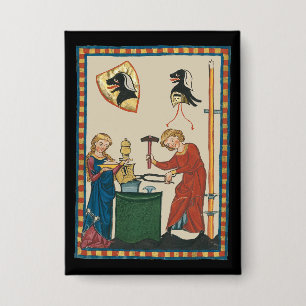 Blacksmith Schmiede Helmet Mittelalterliche Kunst Button