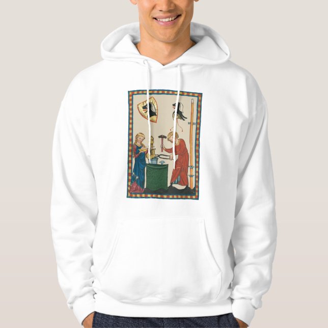 Blacksmith Schmiede Helmet Mittelalterliche Kunst Hoodie (Vorderseite)