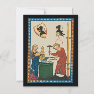 Blacksmith Schmiede Helmet Mittelalterliche Kunst Postkarte