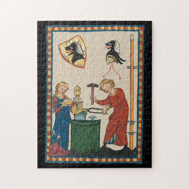 Blacksmith Schmiede Helmet Mittelalterliche Kunst Puzzle (Vertikal)