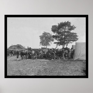 Blacksmith Shoeing Horses auf Antietam 1862 Poster