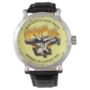 Blacksmith-Shop mit Anvil und Hammer Feuer Armbanduhr