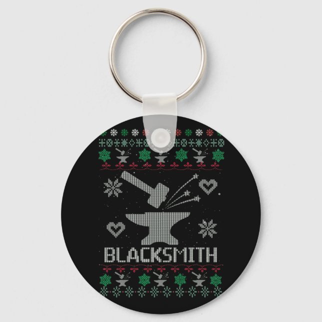 Blacksmith Ugly Christmas Sweater Schlüsselanhänger (Vorderseite)