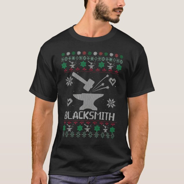 Blacksmith Ugly Christmas Sweater T-Shirt (Vorderseite)