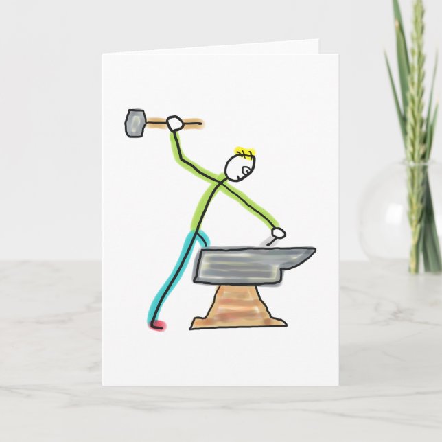 Blacksmithing Stickman Karte (Vorderseite)