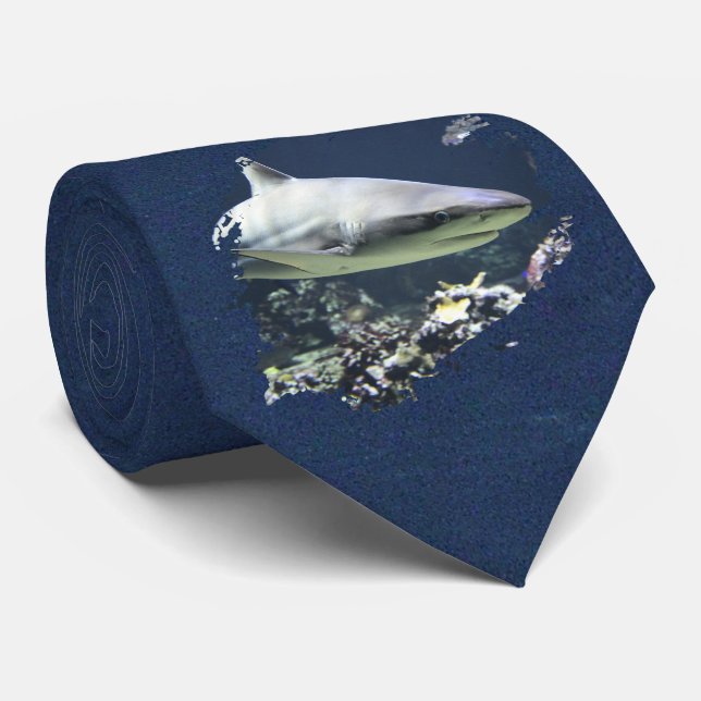 Blacktip Shark Blue Gran Water Necktie Krawatte (Gerollt)