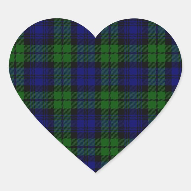 Blackwatch Tartan Campbell Clan Herz-Aufkleber (Vorderseite)