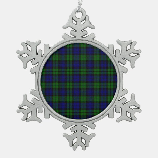 Blackwatch Tartan Campbell-Clan Schneeflocken Zinn-Ornament (Vorderseite)