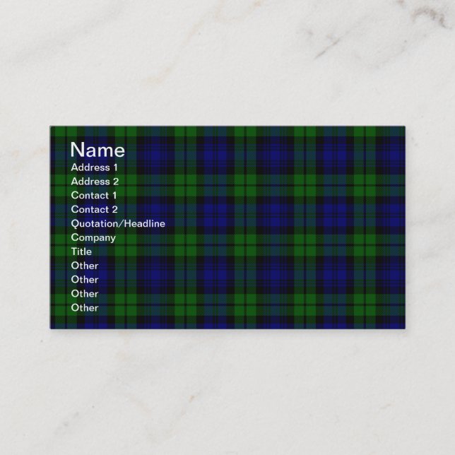 Blackwatch Tartan Campbell-Clan Visitenkarte (Vorderseite)