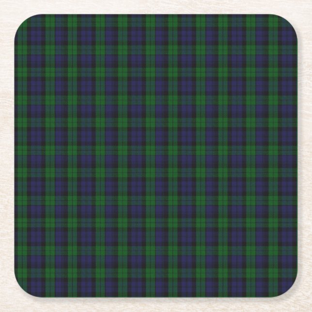 Blackwatch Tartan Rechteckiger Pappuntersetzer (Vorderseite)