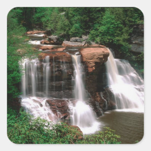 Blackwater Falls, West Virginia, landschaftlich sc Quadratischer Aufkleber