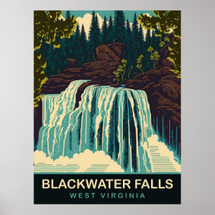 Blackwater Falls, West Virginia, Travel Poster