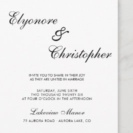 BlackWhite Classic Timeless Calligraphy Wedding Einladung
