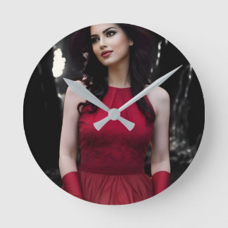 BlackWhiteRed wall clock Runde Wanduhr