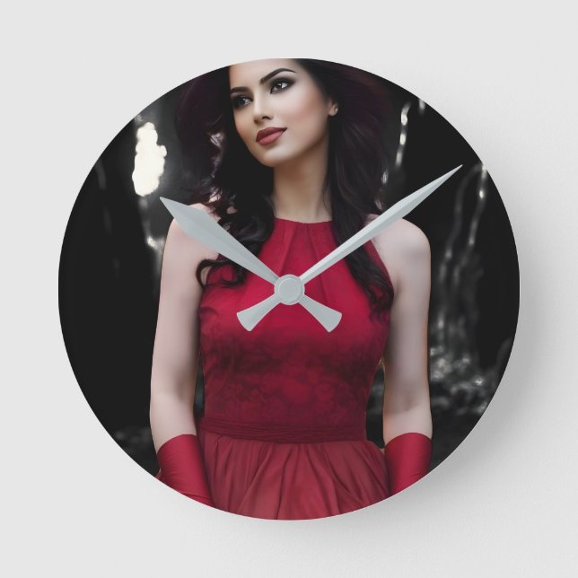 BlackWhiteRed wall clock Runde Wanduhr (Vorderseite)