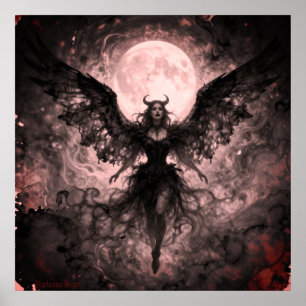 Blackwing Mond - AI Fantasy Digital Art Druck Poster