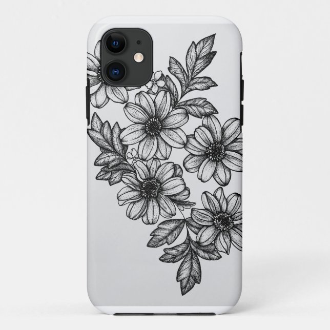 Blackwork Blumen-Telefon-Kasten Case-Mate iPhone Hülle (Rückseite)
