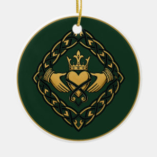 Blackwork Claddagh Keramik Ornament