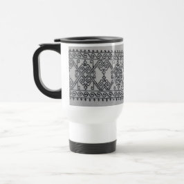 Blackwork embroidery travel mug reisebecher