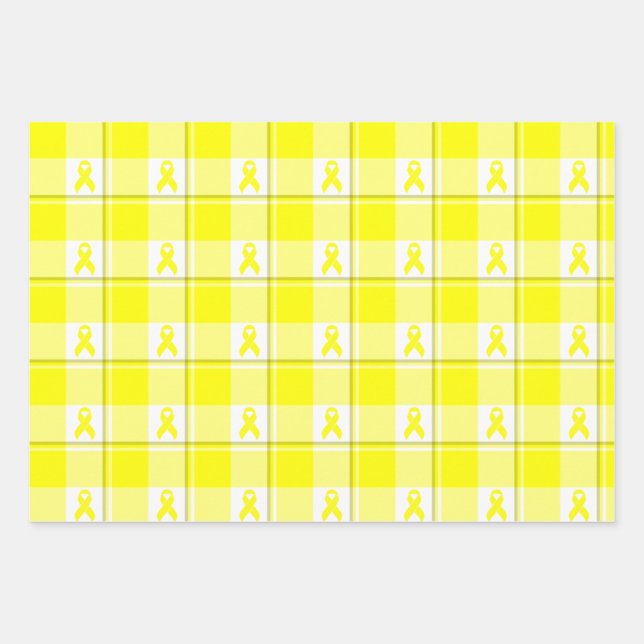 Bladder Cancer Awareness Plaid Wrapping Paper Geschenkpapier Set (Vorderseite)