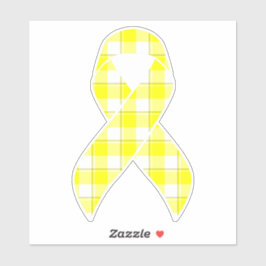 Bladder Cancer Awareness Plaid Yellow Ribbon Aufkleber