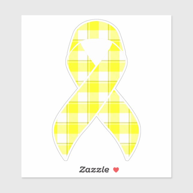 Bladder Cancer Awareness Plaid Yellow Ribbon Aufkleber