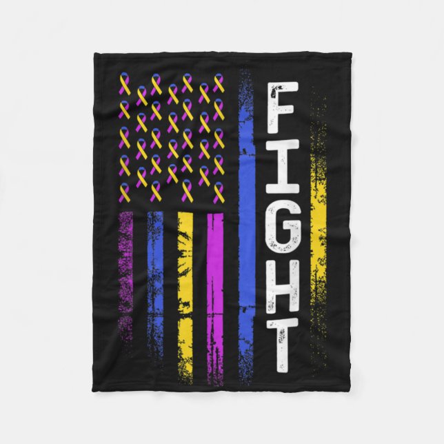 Bladder Cancer Flag Purple Yellow Blue Ribbon Awar Fleecedecke (Vorderseite)
