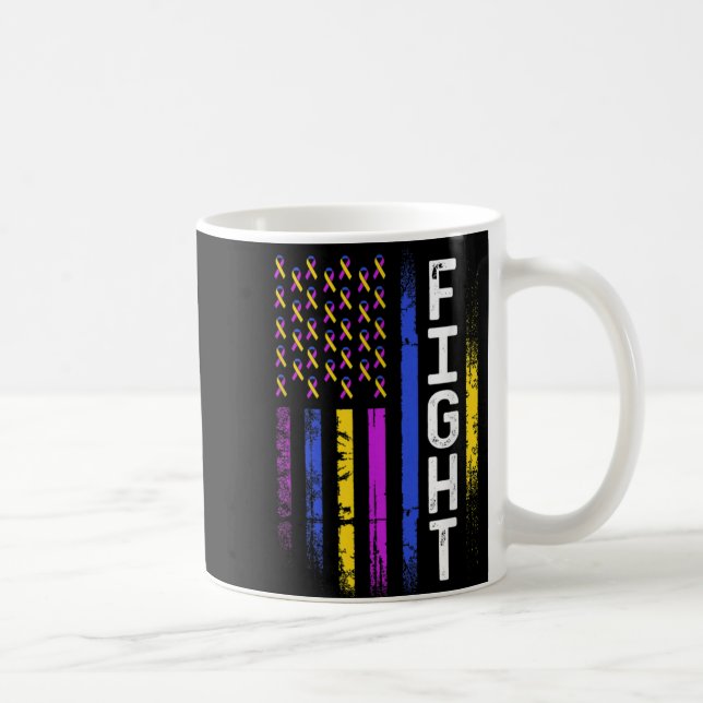 Bladder Cancer Flag Purple Yellow Blue Ribbon Awar Kaffeetasse (Rechts)