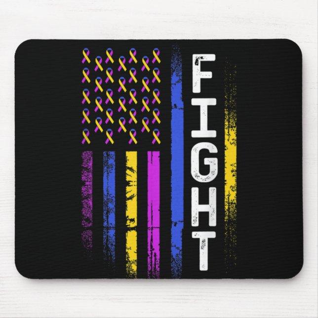 Bladder Cancer Flag Purple Yellow Blue Ribbon Awar Mousepad (Vorne)