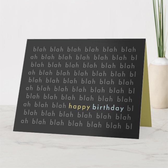 Blah Blah Blah Happy Birthday Typografy Card Karte (Vorderseite)