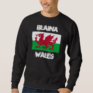 Blaina, Wales mit walisischer Flagge Sweatshirt
