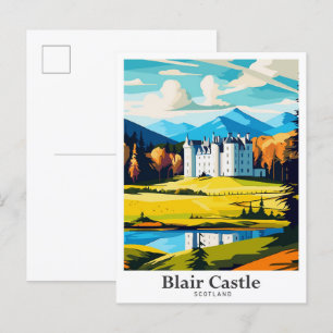 Blair Castle Schottland Vintage Reiseillustration Postkarte