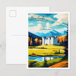 Blair Castle Scotland Vintage Week Illustration Postkarte