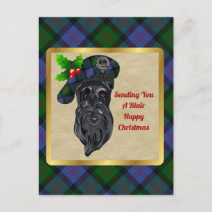 Blair Clan Abzeichen & Tartan Weihnachten Postkarte