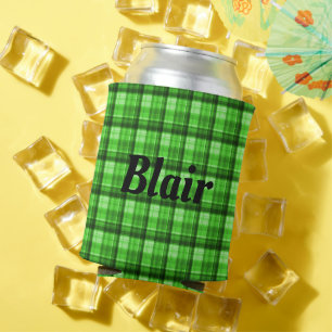 "Blair" Mans Name on Green Tartan, Can Cooler Dosenkühler