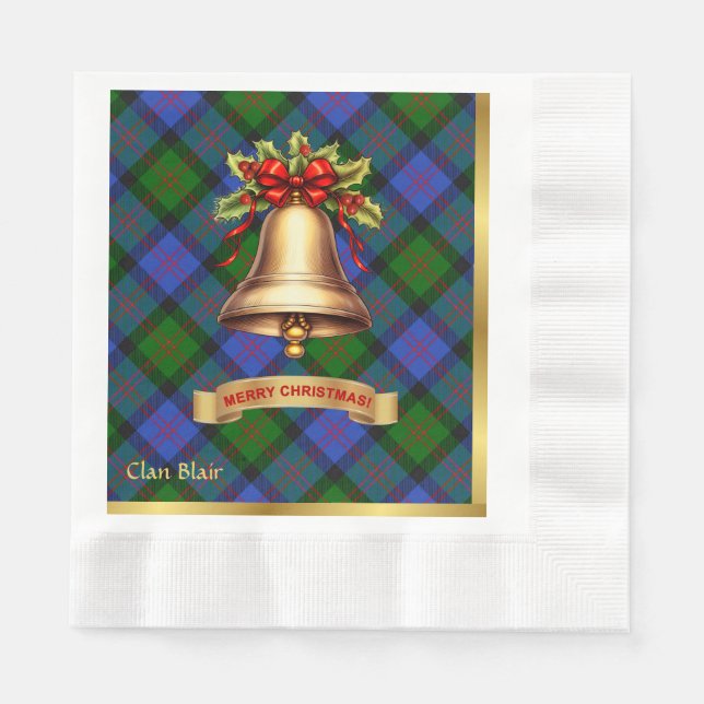 Blair Personalisiert Tartan Christmas Serviette (Vorderseite)