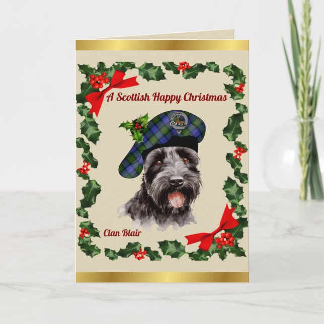Blair Scottie Dog Personalisiert Xmas Karte (Vorderseite)