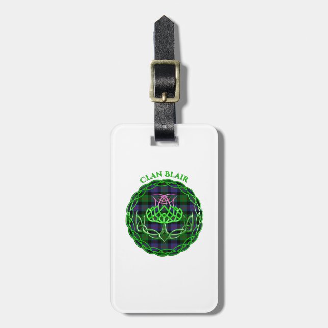 Blair Scottish Tartan Celtic Thistle Gepäckanhänger (Vorderseite vertikal)