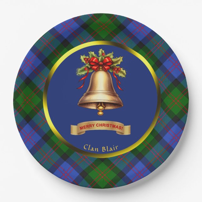 Blair Tartan Personalisierte Weihnachten Pappteller (Vorderseite)