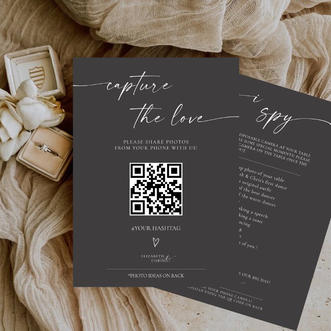 BLAIRE Modern Calligraphy I Spy Wedding Game Menu RSVP Karte (Von Creator hochgeladen)