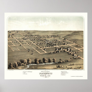 Blairstown, IA Panoramakarte - 1868 Poster