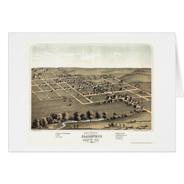 Blairstown, IA panoramische Karte - 1868 (Vorderseite (Horizontal))