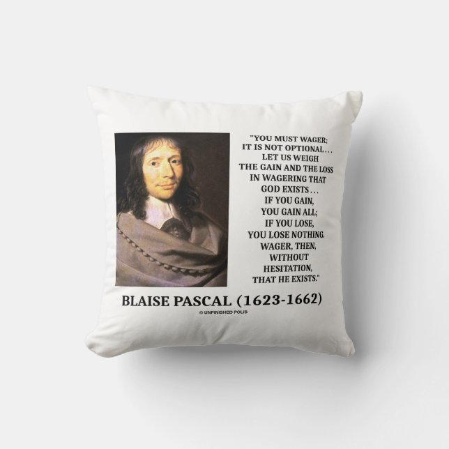 Blaise Pascal Gain Loss Wetten Gott existiert Zita Kissen (Vorderseite)