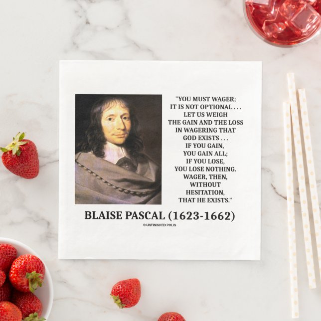 Blaise Pascal Gain Loss Wetten Gott existiert Zita Serviette (Beispiel)