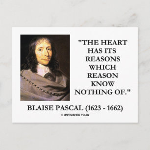 Blaise Pascal Heart Reasons Reason Know Nothing Of Postkarte