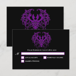 Blak purple Gothic Halloween Wedding RSVP Card Karte