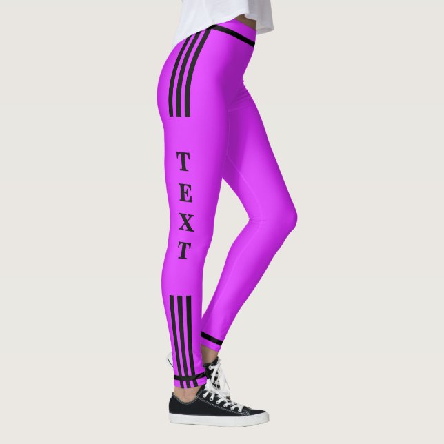 Blak Side Stripe Lila Leggings Benutzerdefinierte  (Rechts)