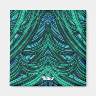 BLAKE ~ 3D Fraktal Design blau grün ~ Magnet