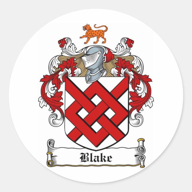 BLAKE-FAMILIENWAPPEN - WALDBUCH RUNDER AUFKLEBER (Vorderseite)
